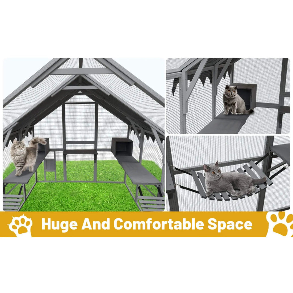 Outdoor Cat House Playpen | Extra-Large Size | Multi-Level Platforms | Waterproof Cover