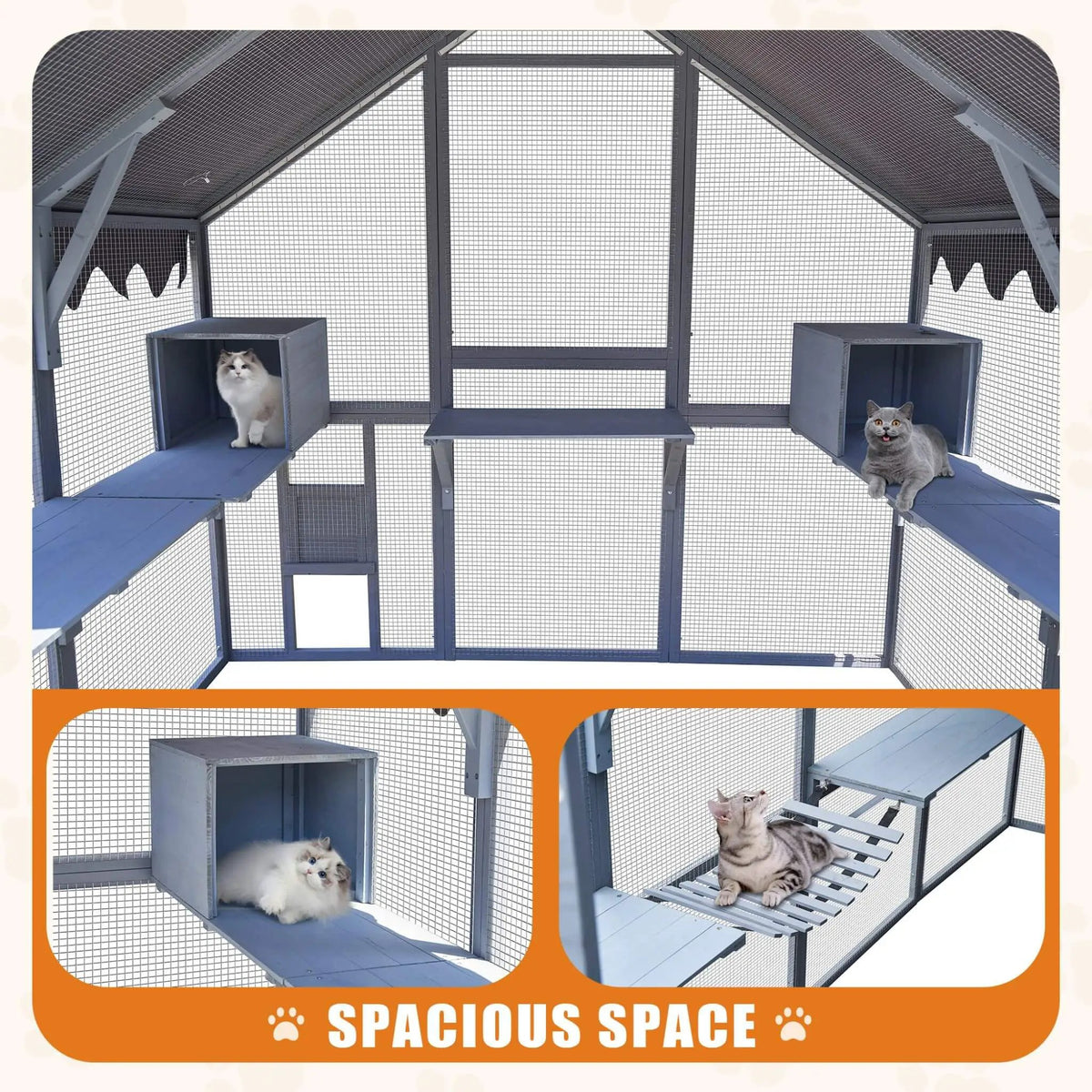 Outdoor Cat House Playpen | Extra-Large Size | Multi-Level Platforms | Waterproof Cover