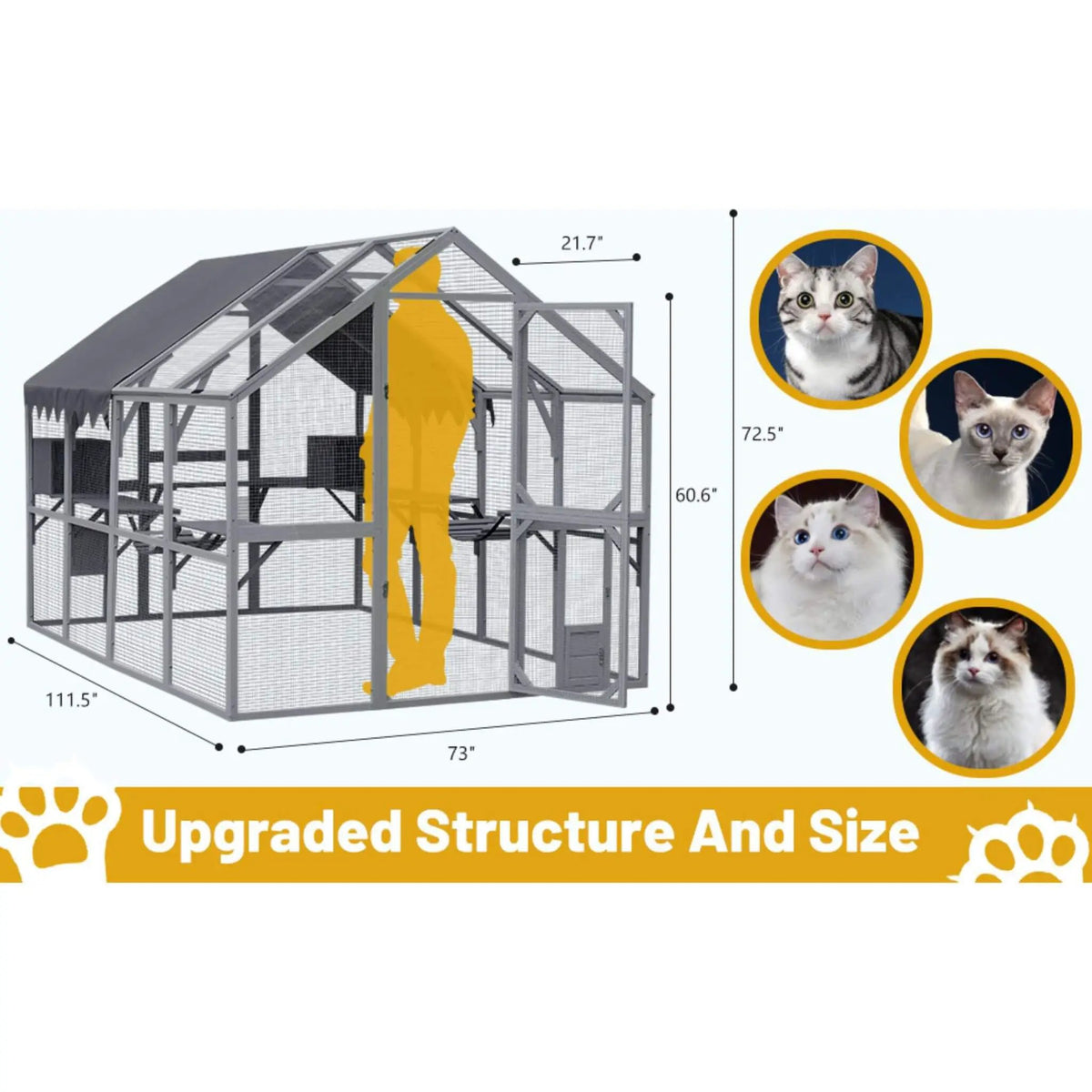 Outdoor Cat House Playpen | Extra-Large Size | Multi-Level Platforms | Waterproof Cover