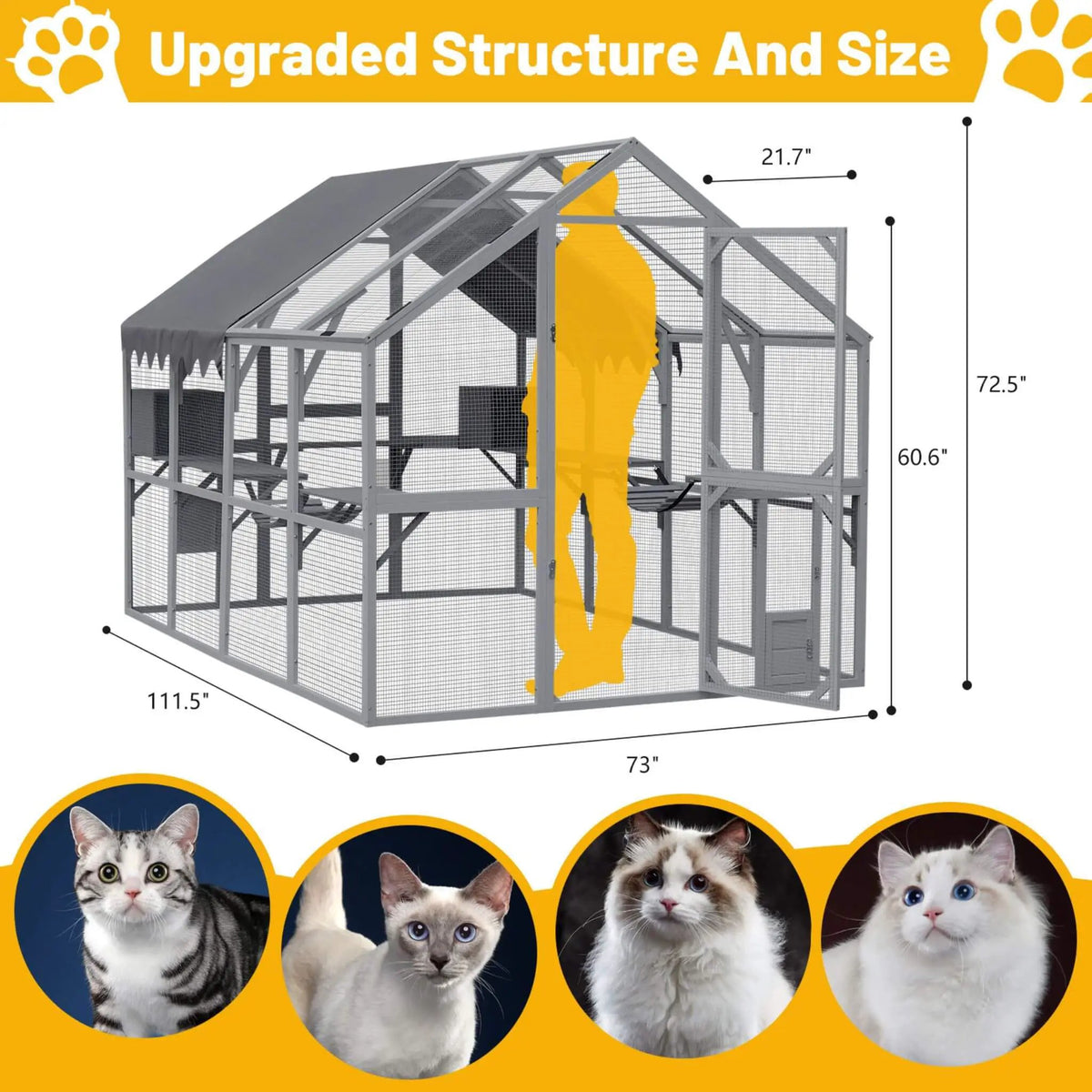 Outdoor Cat House Playpen | Extra-Large Size | Multi-Level Platforms | Waterproof Cover