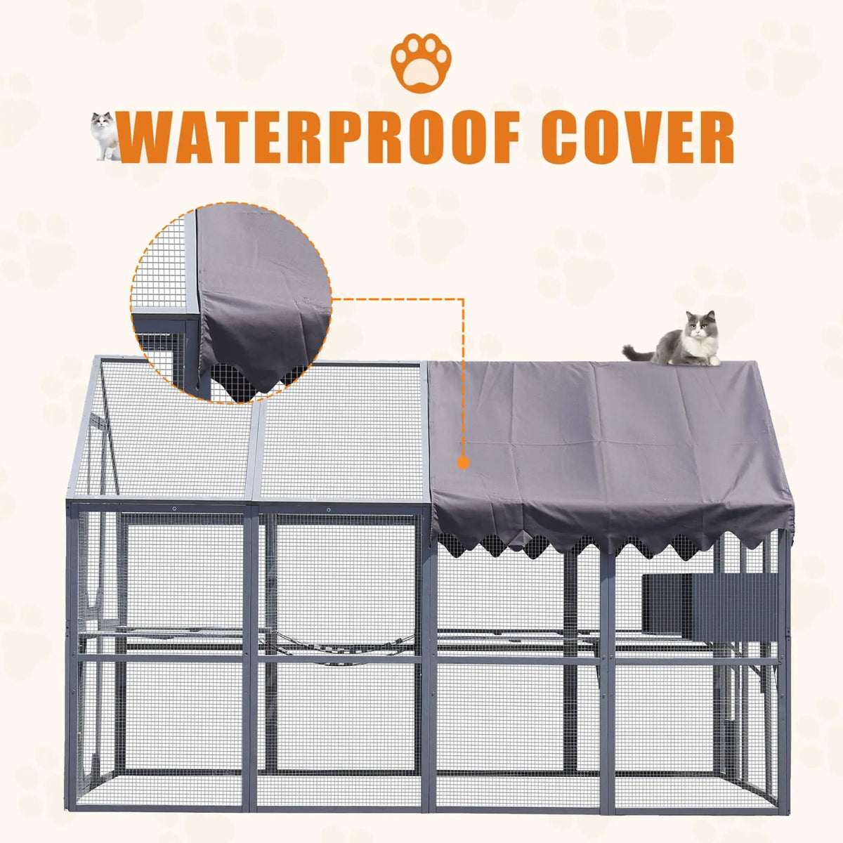Outdoor Cat House Playpen | Extra-Large Size | Multi-Level Platforms | Waterproof Cover
