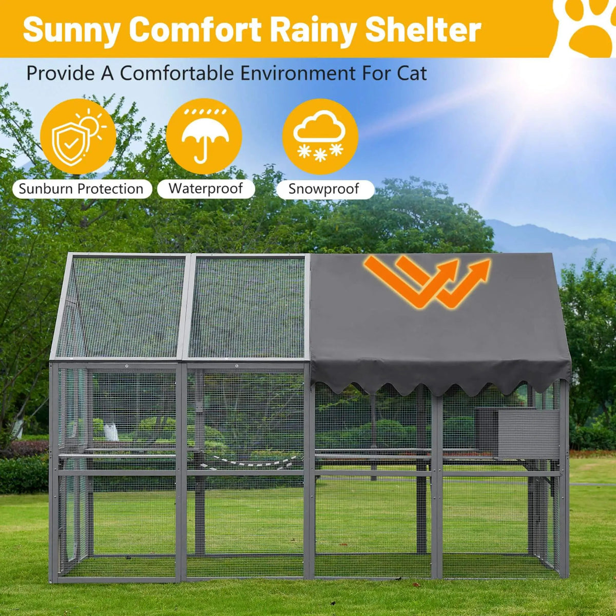 Outdoor Cat House Playpen | Extra-Large Size | Multi-Level Platforms | Waterproof Cover