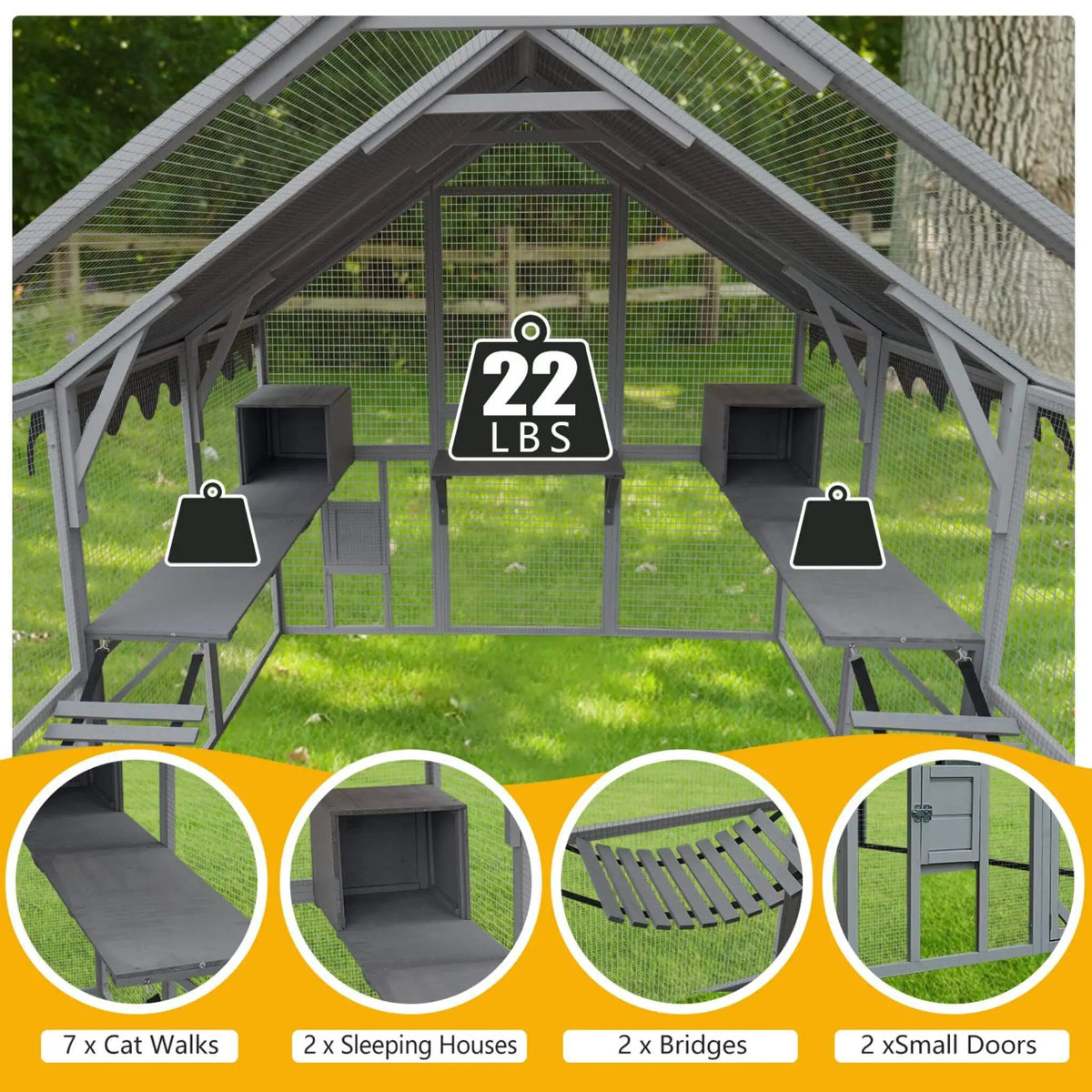 Outdoor Cat House Playpen | Extra-Large Size | Multi-Level Platforms | Waterproof Cover