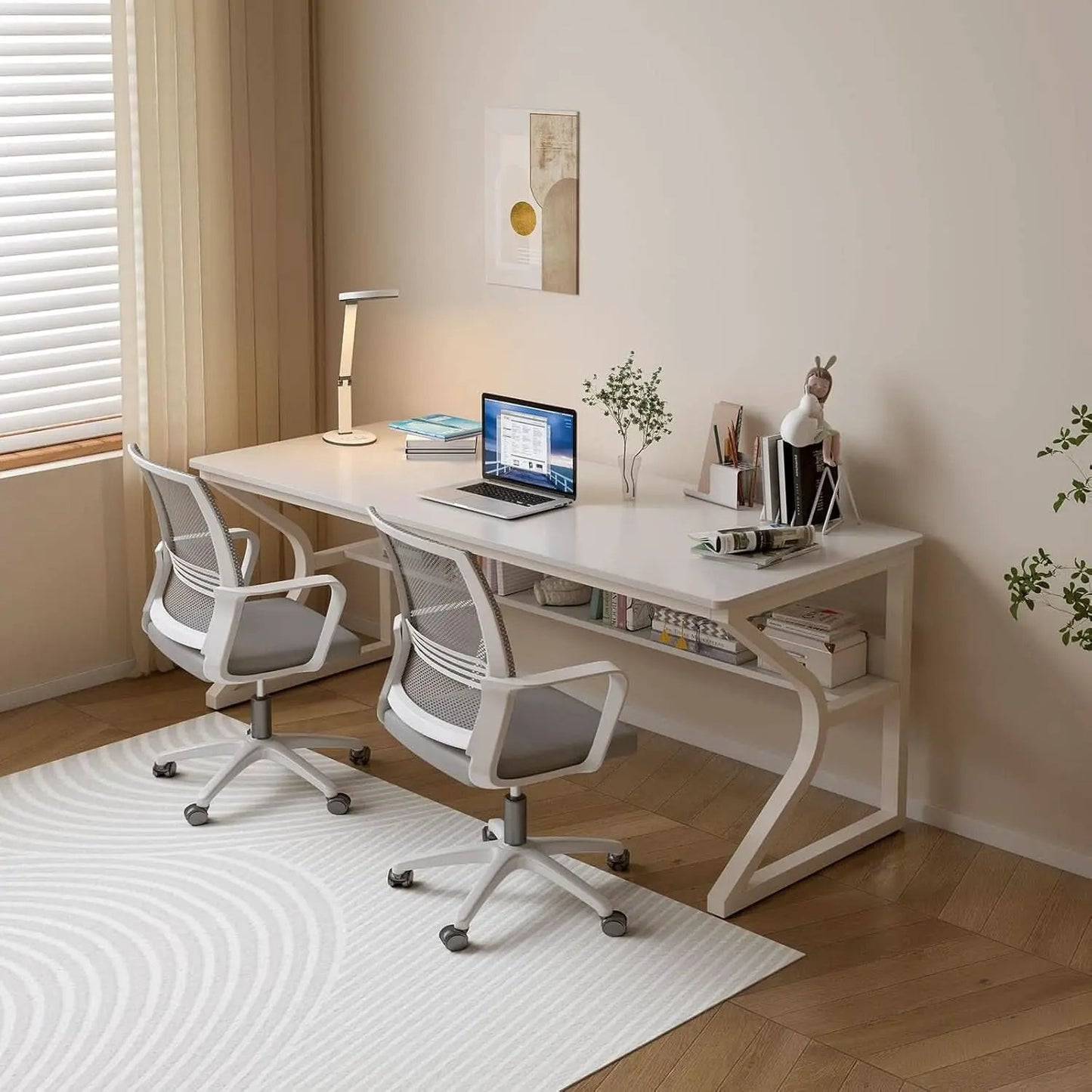 63 Inch Desk With Built In Bookshelf And Warm White from PriceLows™