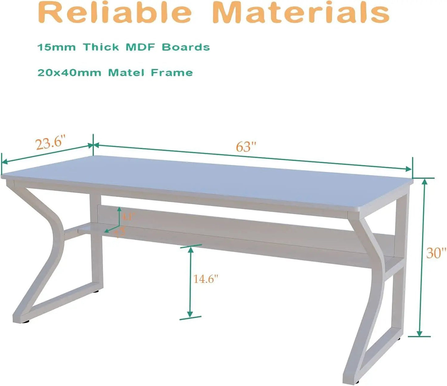 63 Inch Desk With Built In Bookshelf And Warm White from PriceLows™