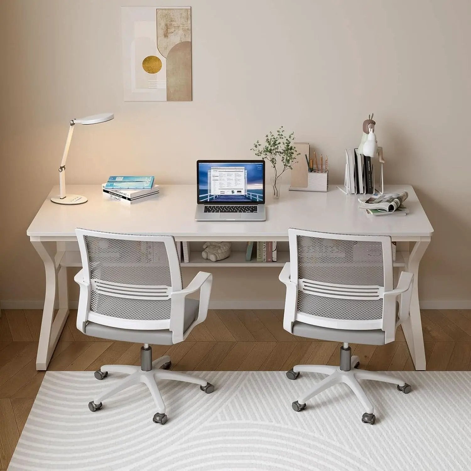 63 Inch Desk With Built In Bookshelf And Warm White from PriceLows™