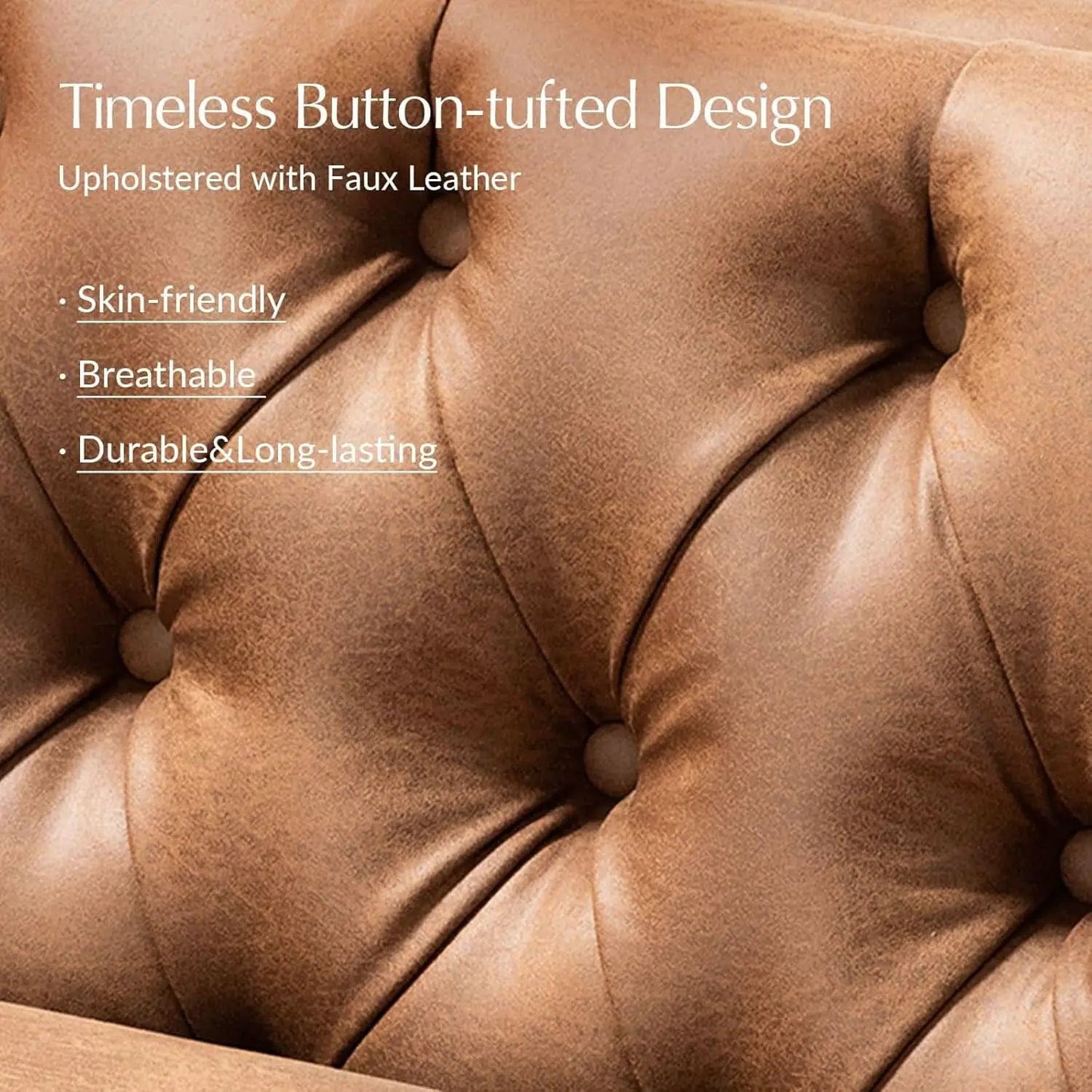 Extra Long Faux Leather Sofa with Stylish Metal Legs from PriceLows™