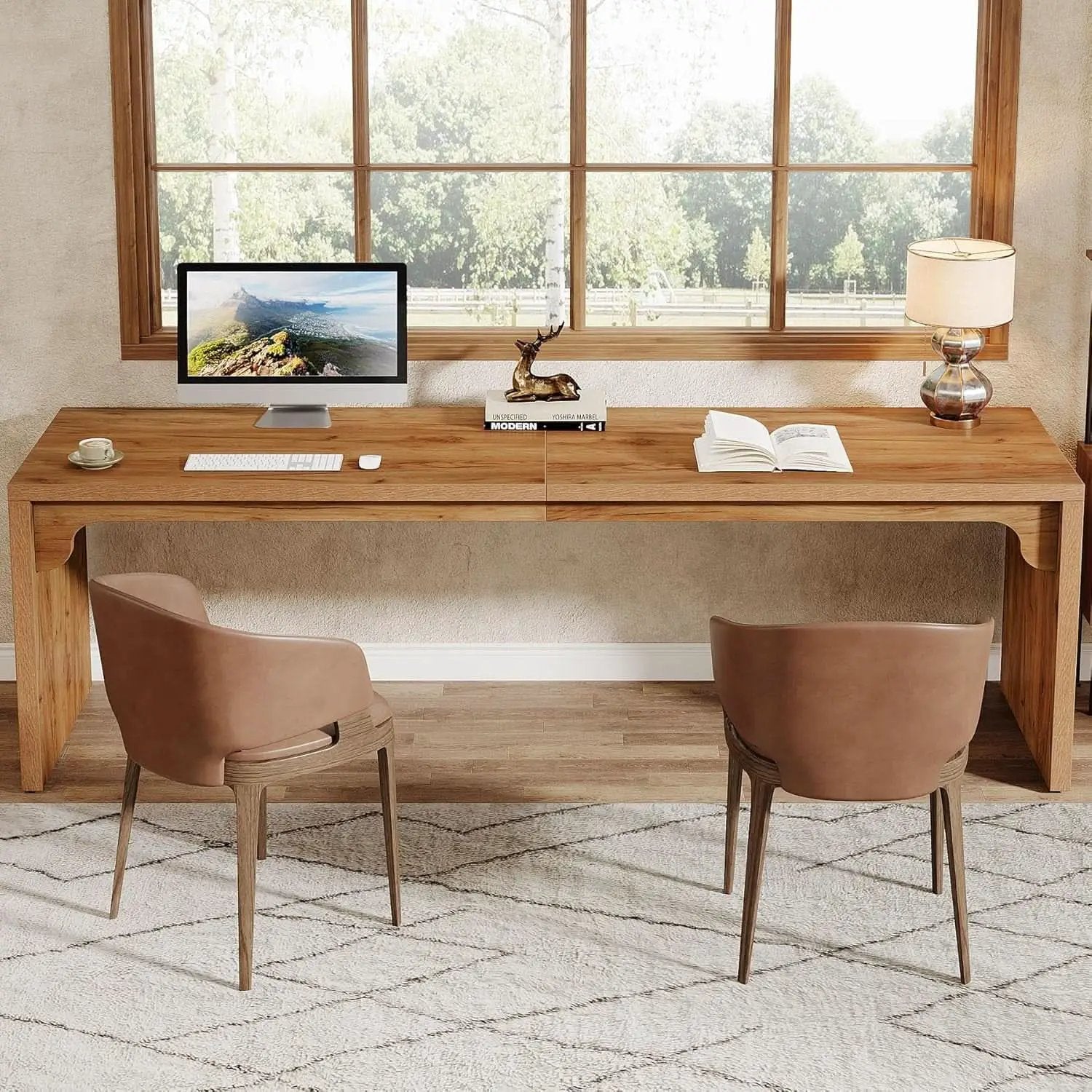 Extra Long Wooden Computer Desk for Home Office from PriceLows™