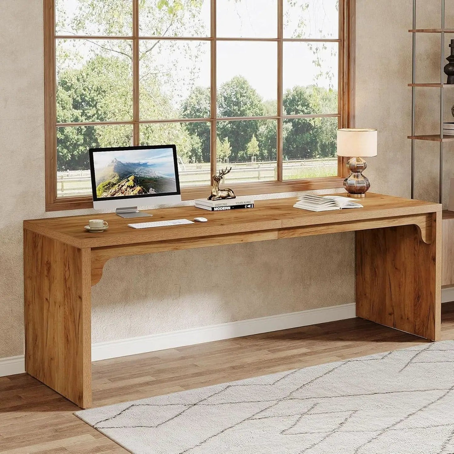 Extra Long Wooden Computer Desk for Home Office from PriceLows™