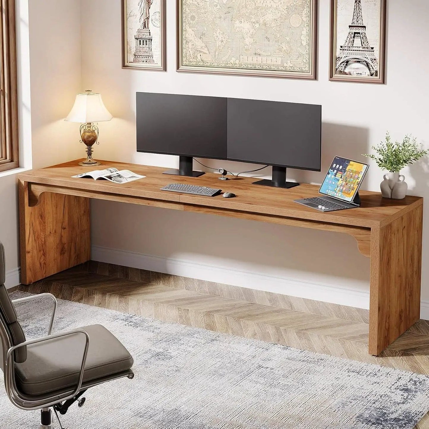 Extra Long Wooden Computer Desk for Home Office from PriceLows™