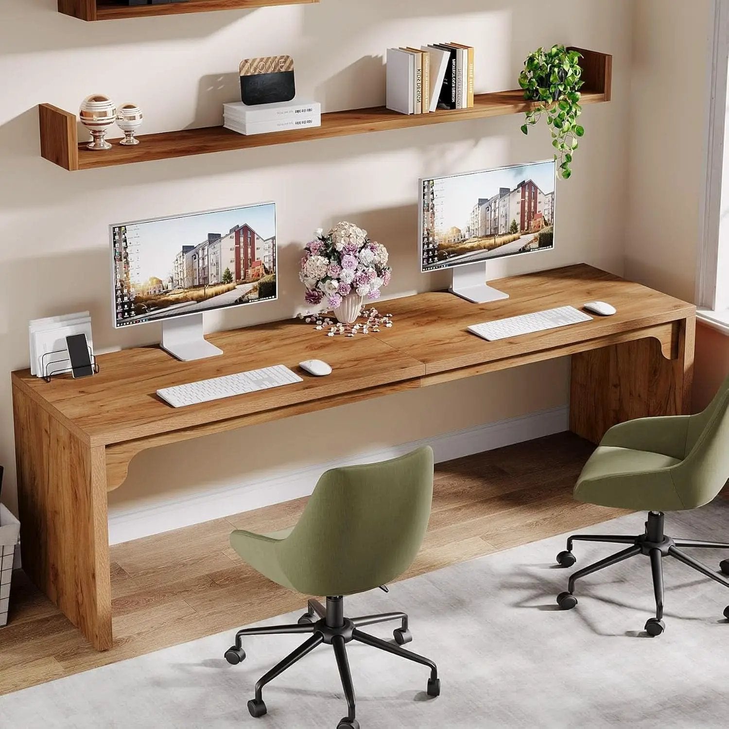 Extra Long Wooden Computer Desk for Home Office from PriceLows™