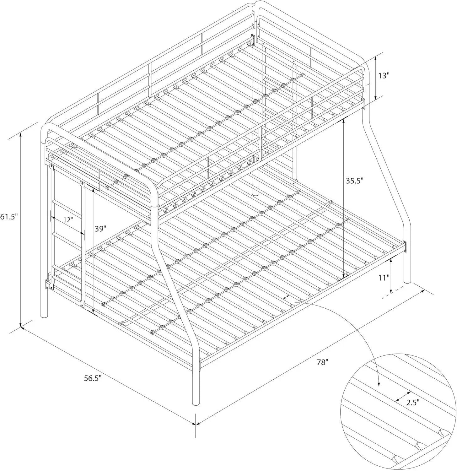 Dusty Metal Bunk Bed Frame Twin Over Full Black Finish from PriceLows™