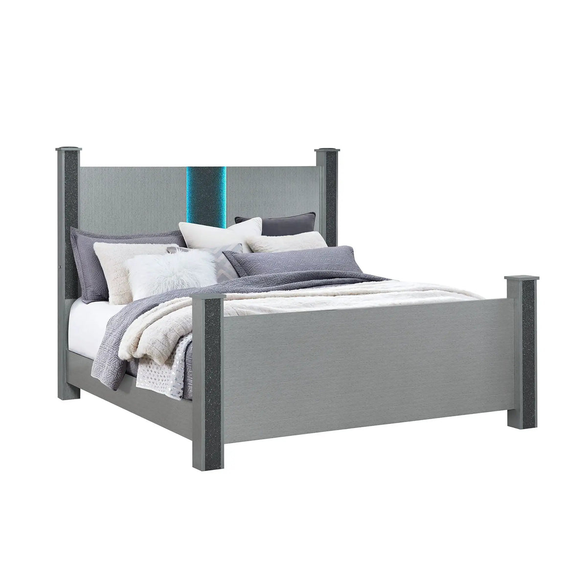 Lorenzo 5-Piece Bedroom Set | Glittered Detailing | Built-In Headboard Speaker | Box Spring Required