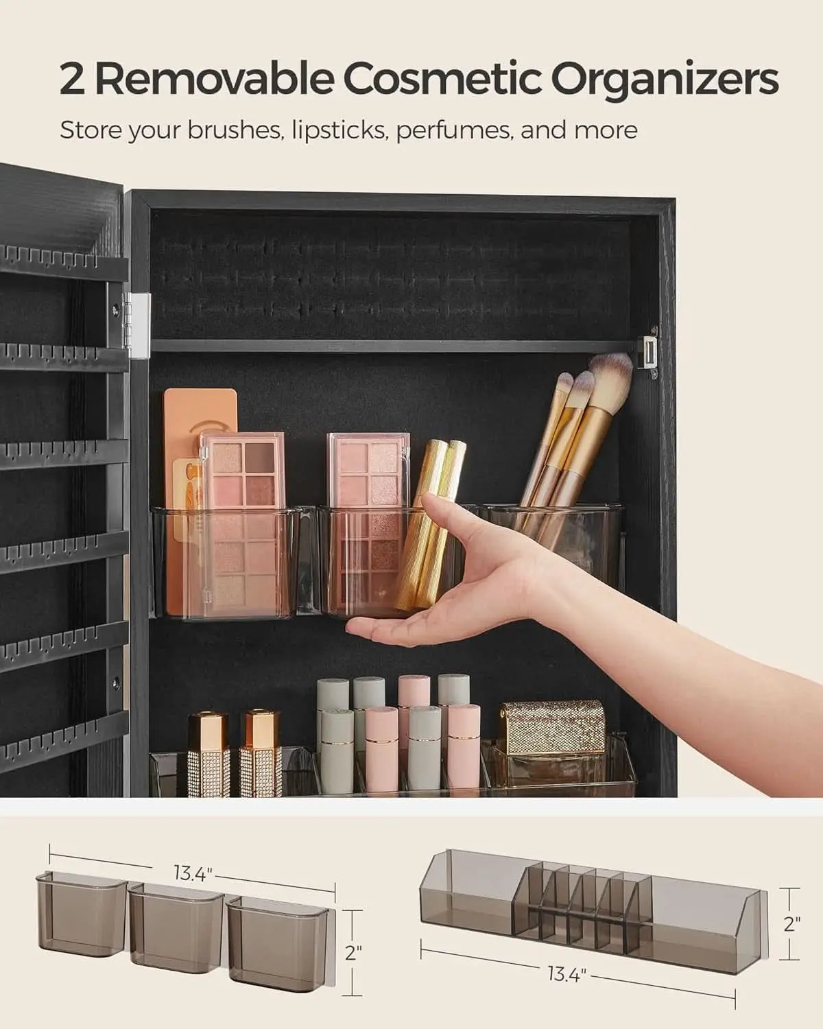 Mirror Jewelry Cabinet Armoire Wall Mounted Lockable from PriceLows™