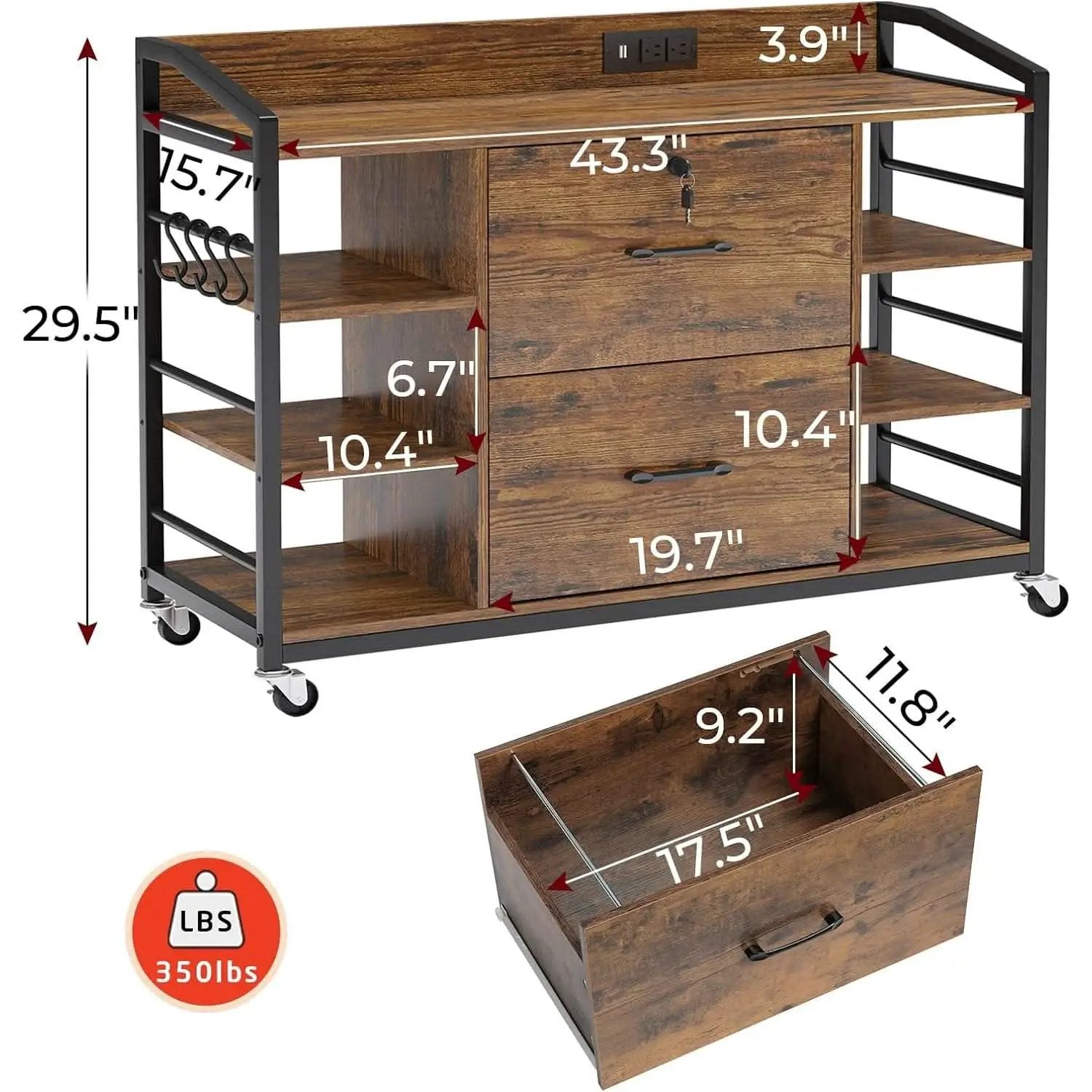Brown Filing Cabinet With Lockable Drawers For Office from PriceLows™