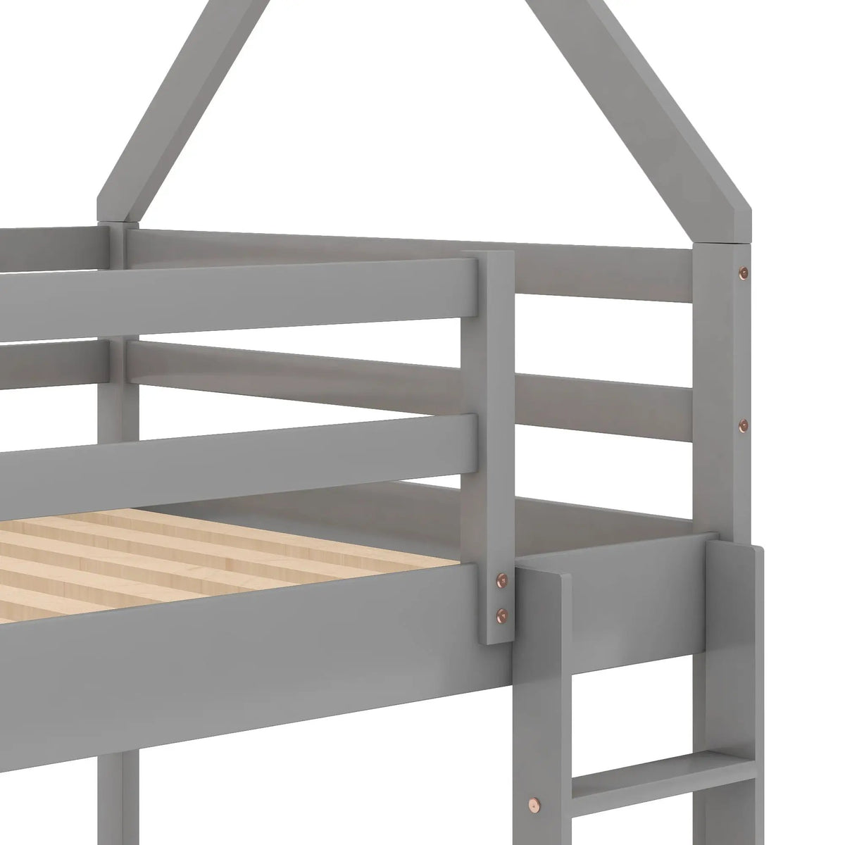 Low Bunk Bed | House-Shaped Frame | Ladder Included | Pine Wood Construction