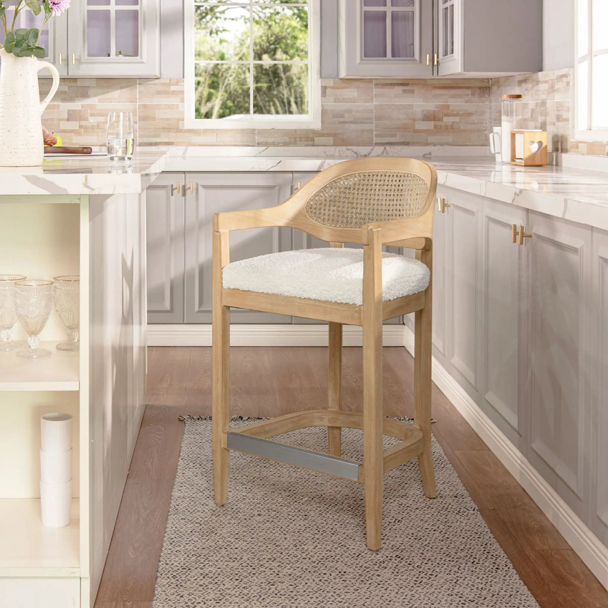 Americana Counter Stool | Mid-Century Modern | Cane Back | Kiln-Dried Wood Frame