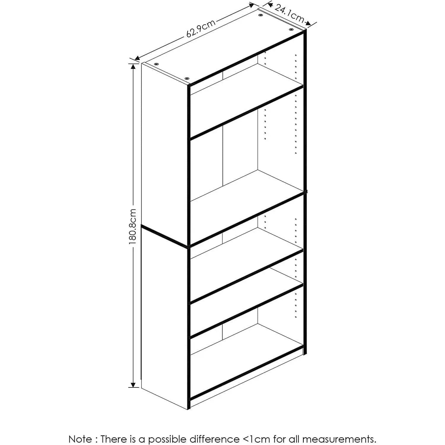 Jaya Black 5 Tier Bookcase For Home Office Storage from PriceLows™