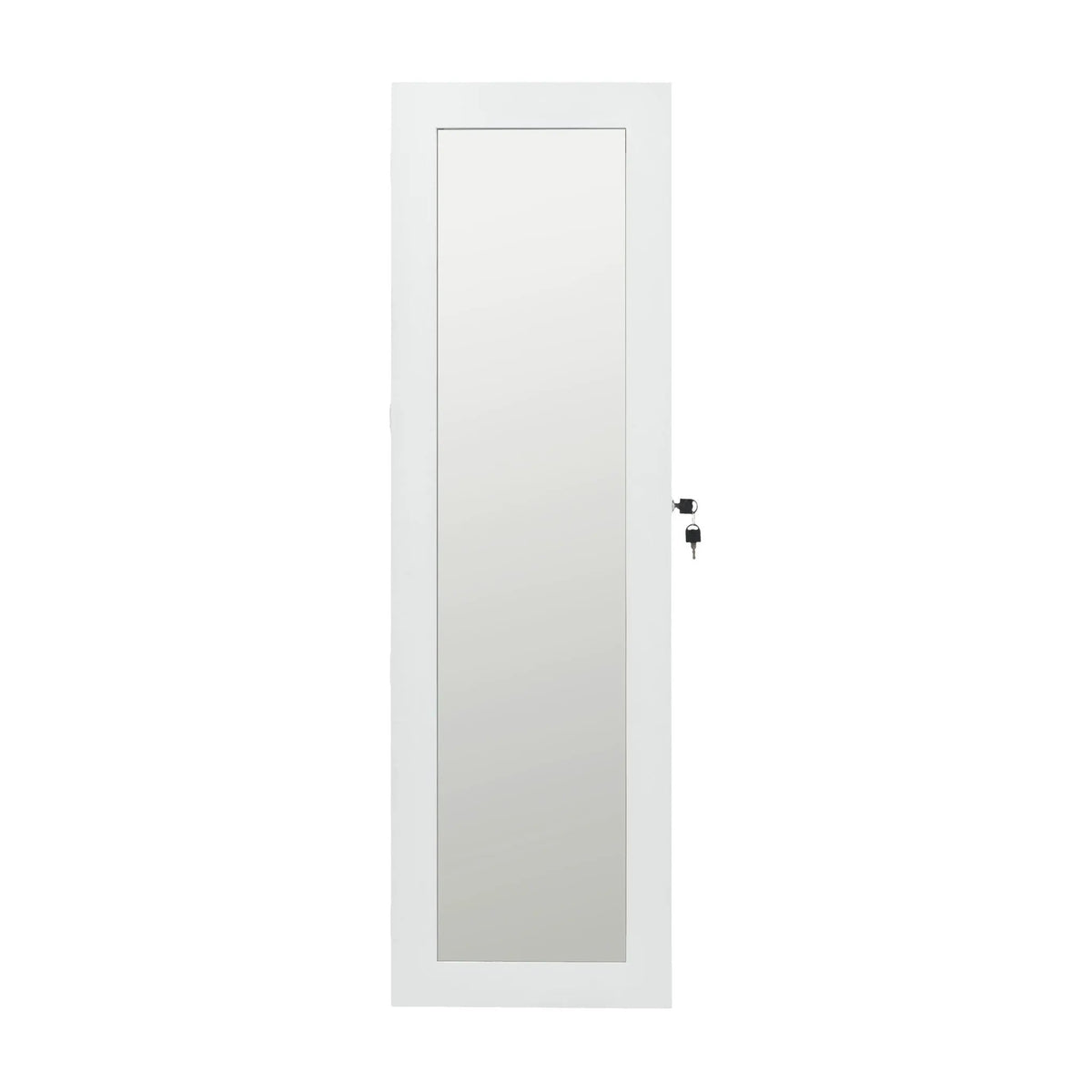 Jewelry Armoire With Full Length Mirror | Lockable Wall Mounted Cabinet | LED Light | Over The Door Use