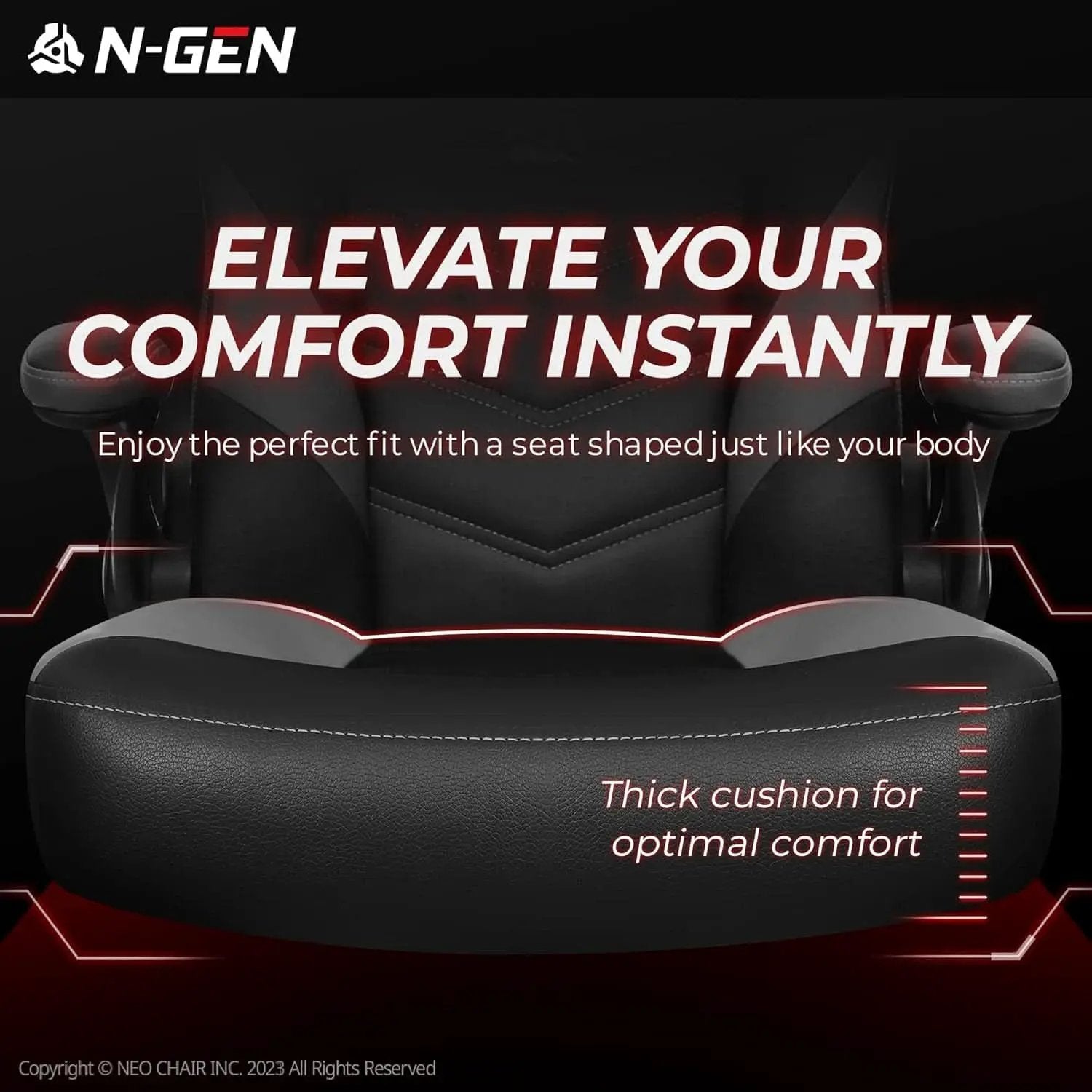 N-GEN Ergonomic Gaming Chair With Lumbar Support Gray PU Leather from PriceLows™