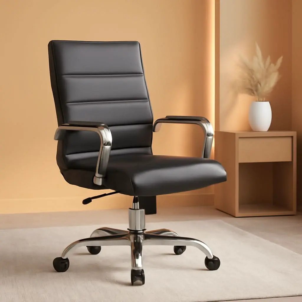 Whitney High Back Leathersoft Desk Chair Adjustable Height Swivel Black Chrome from PriceLows™