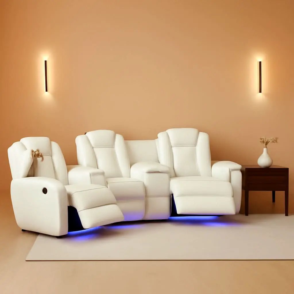 Power Recliner Sofa Set With Wireless Charging Creamy White from PriceLows™