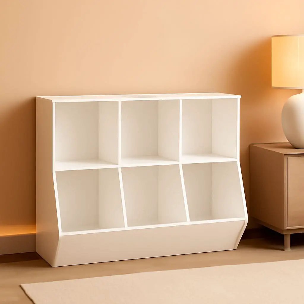 White 35.4 Inch Kids Bookshelf With Open Compartments from PriceLows™