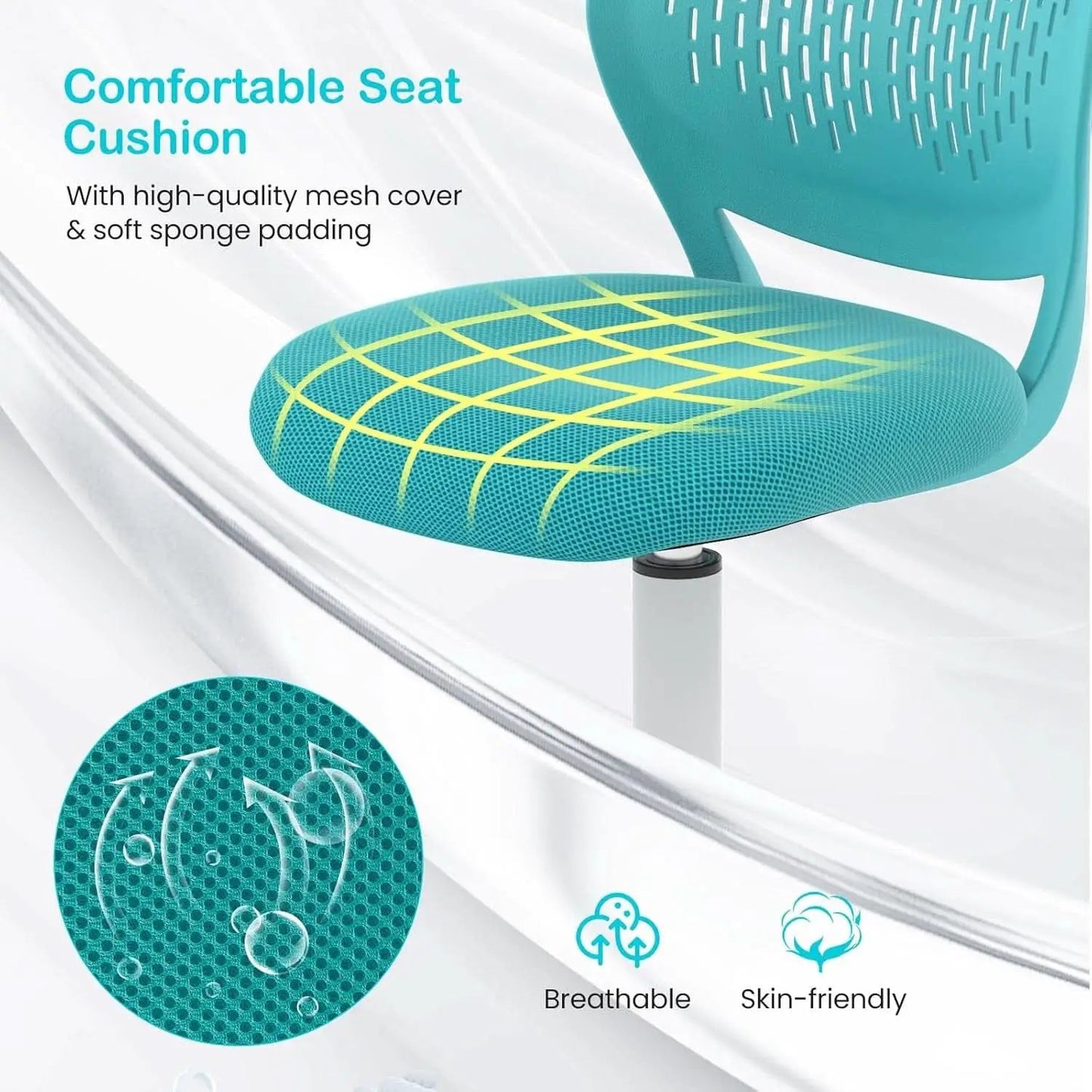 Turquoise Height Adjustable Kids Desk Chair With Lumbar Support from PriceLows™