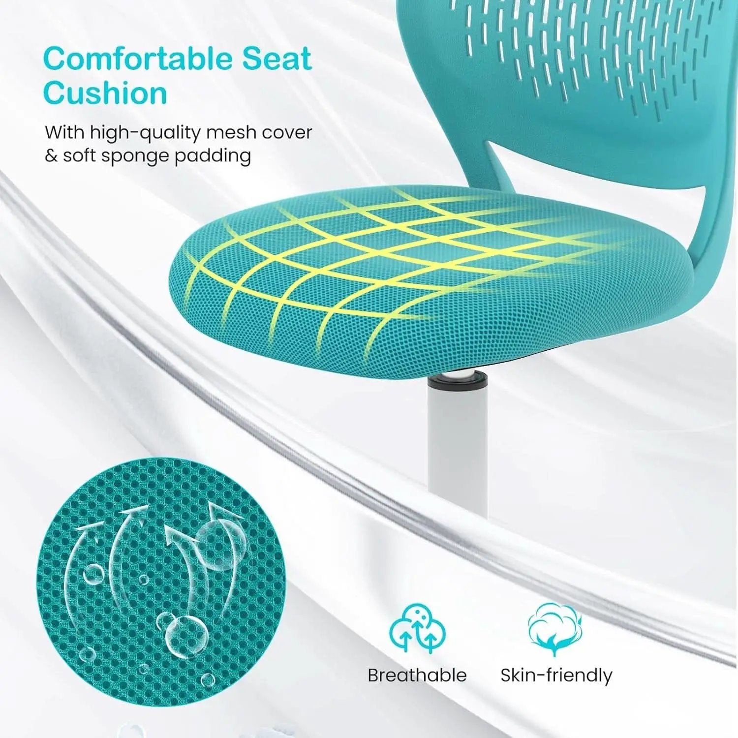 Turquoise Height Adjustable Kids Desk Chair With Lumbar Support from PriceLows™