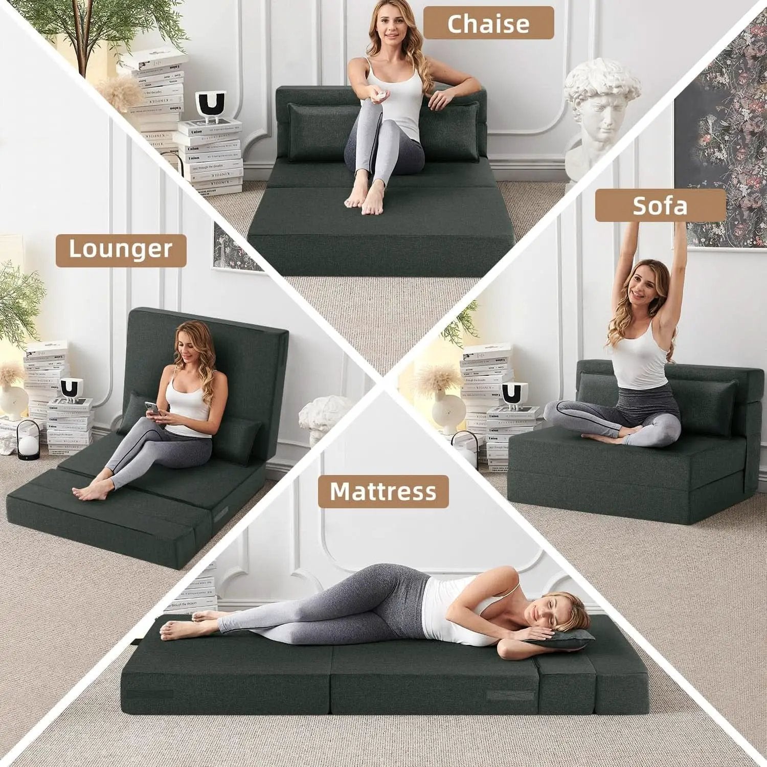 Dark Gray Standard Size Multifunctional Convertible Sofa from PriceLows™