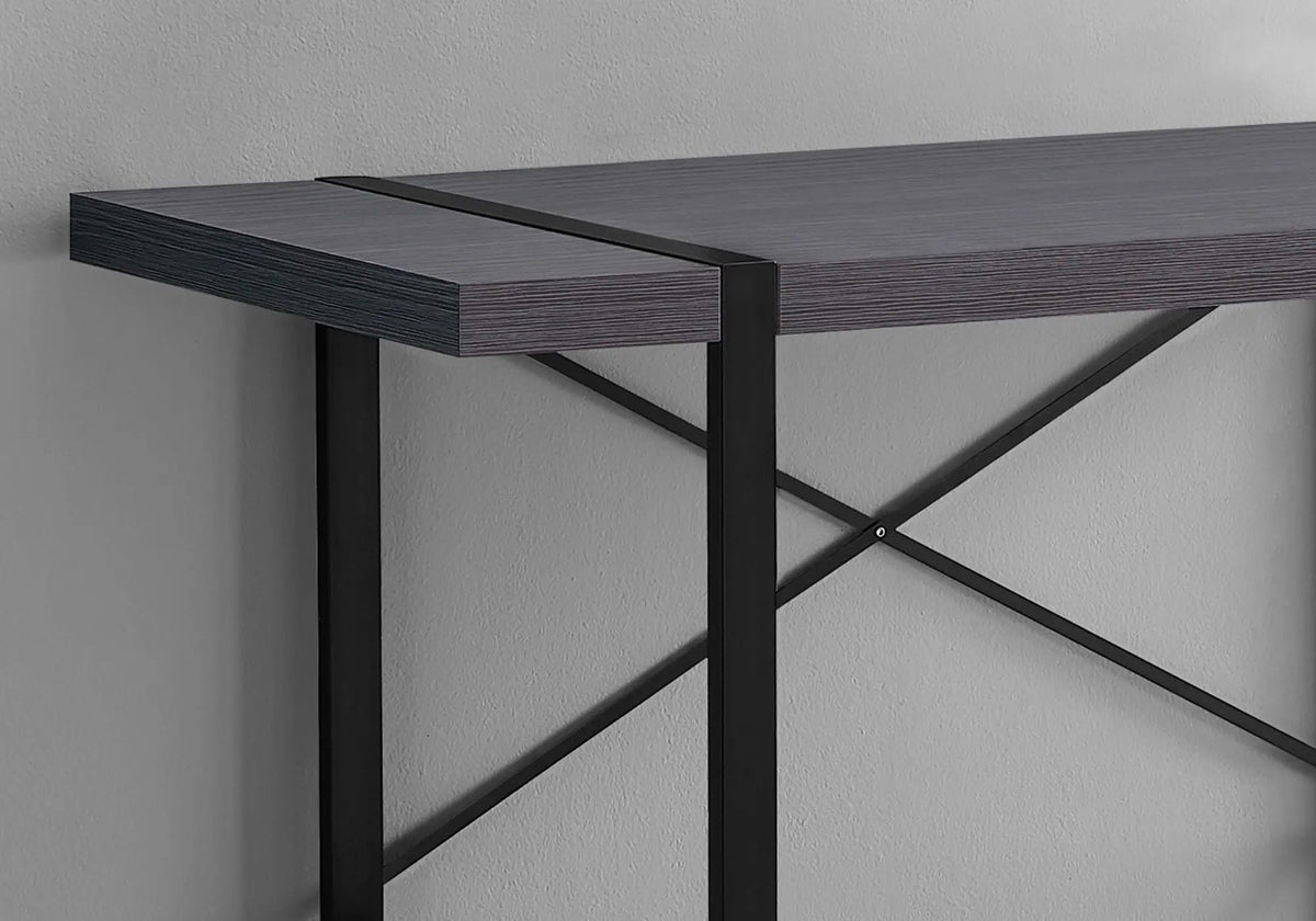 Industrial Design Computer Desk | 49 Inch Width | Thick-Panel Desktop | X-Shaped Metal Bar