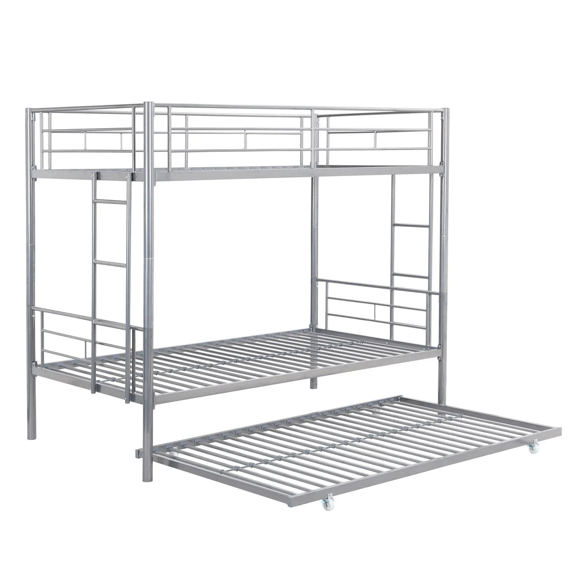 Bunk Bed With Trundle | Heavy Duty Steel | Space Saving | Twin Top