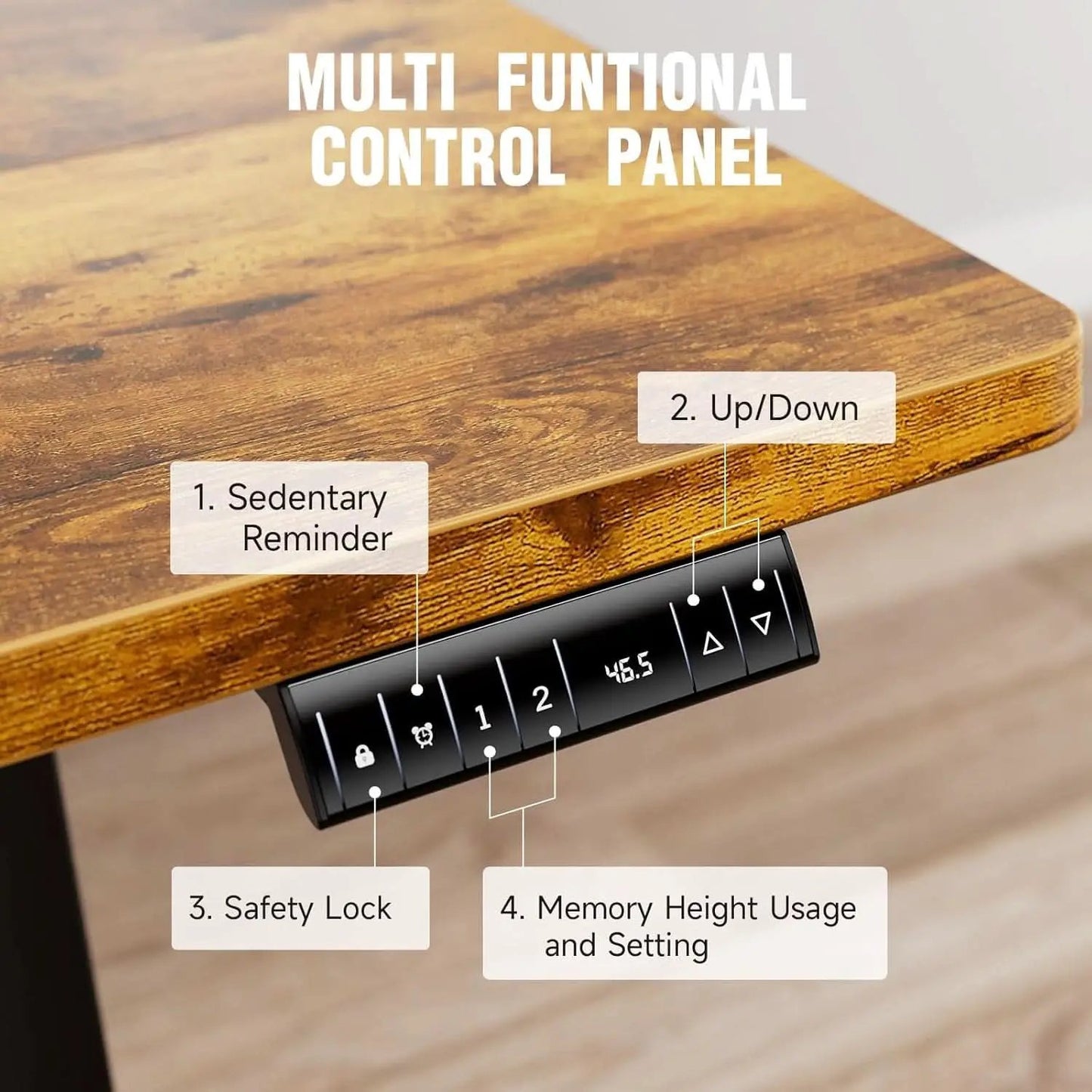 47.2 Inch Electric Standing Desk Wood Desktop Brown from PriceLows™