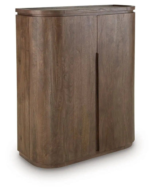 Landermont Bar Cabinet | 40 x 16 x 48.63 in | Mango Wood & Glass | Medium Brown