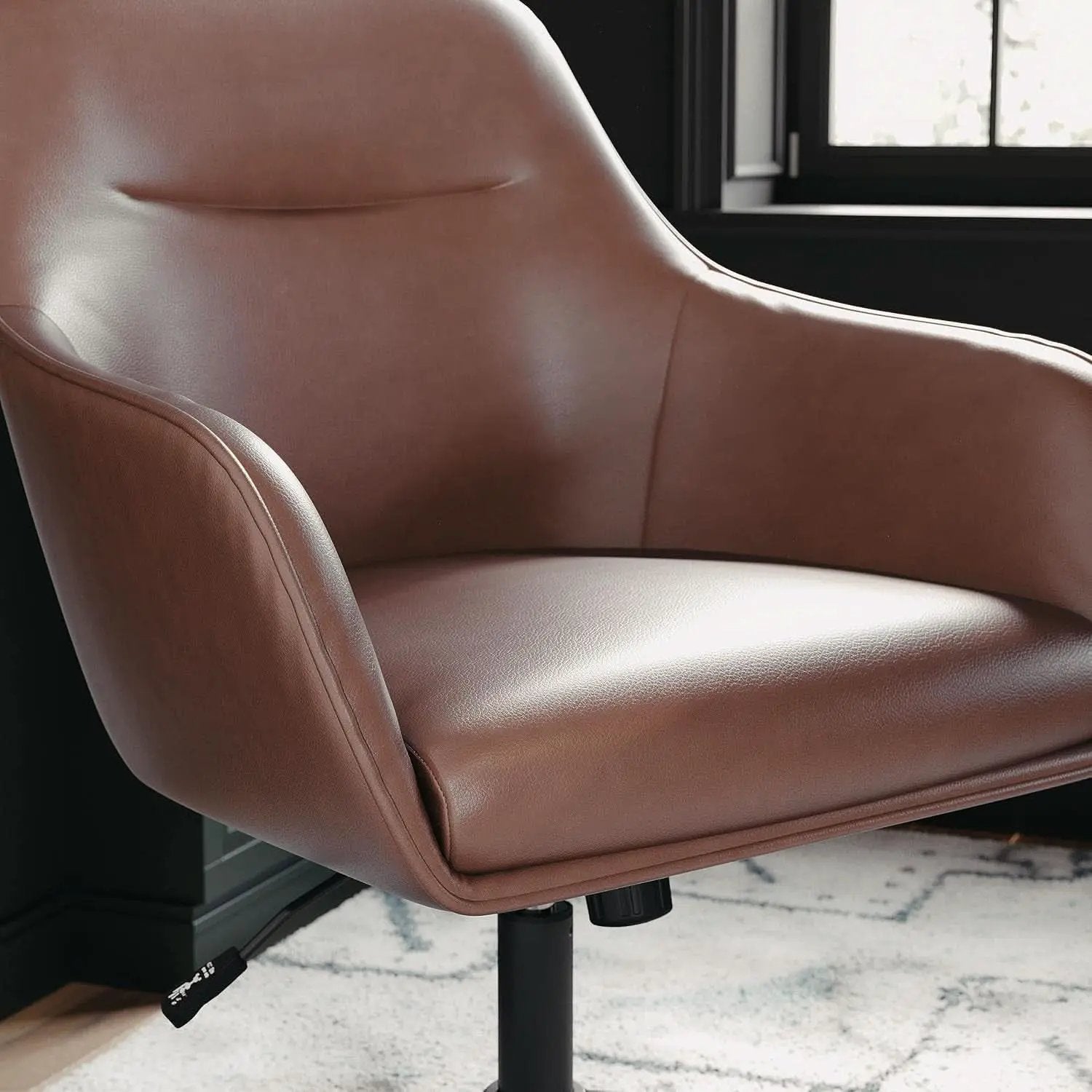 Rayna Swivel Task Chair Saddle Brown With Flared Arms from PriceLows™