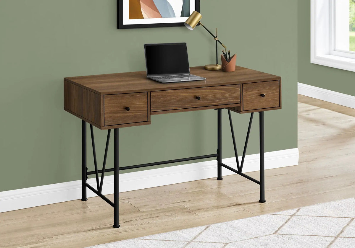 Transitional Computer Desk | Stylish Thick Paneled Design | Two Side Drawers | 30.5 Inch Height