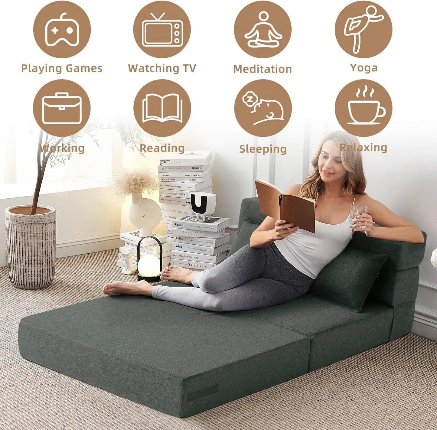 Dark Gray Standard Size Multifunctional Convertible Sofa from PriceLows™
