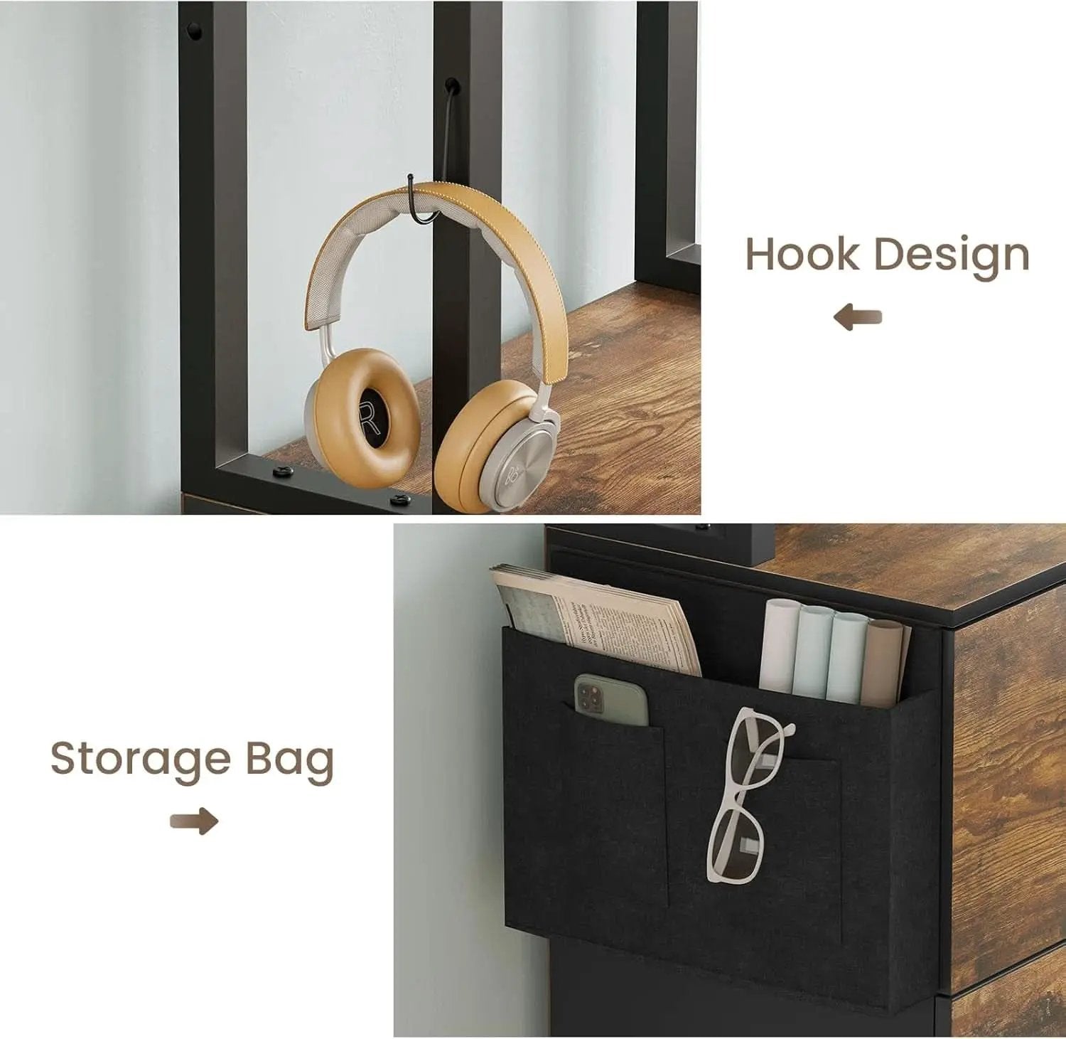 2 Drawer File Cabinet With Lock Rustic Brown For Letter Legal A4 Hanging File Folders Adjustable Shelf from PriceLows™