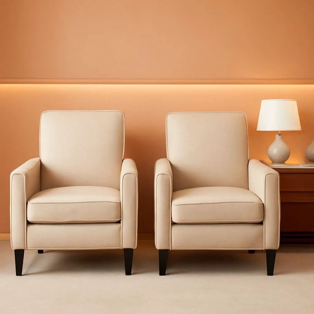 Compact Fabric Recliner Set Of 2 In Beige And Dark Brown from PriceLows™