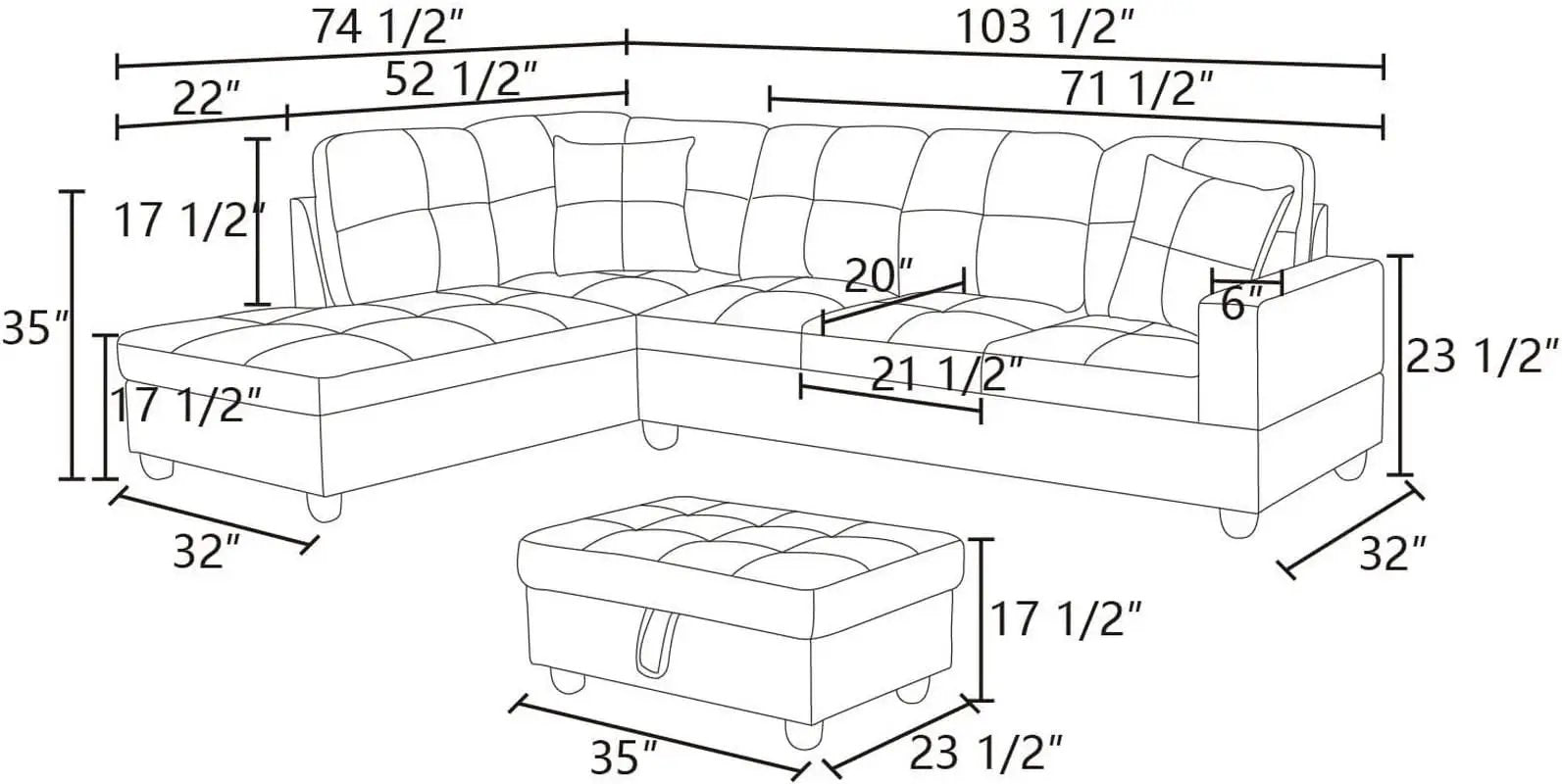 Espresso L Shaped Sectional Sofa Set Left Hand Facing from PriceLows™
