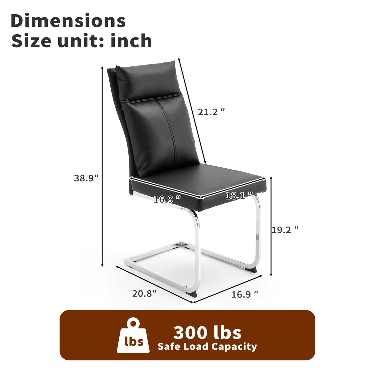 Modern Dining Chairs | Set Of 2 | Soft Cushion Backrest | C-Shaped Chrome Base