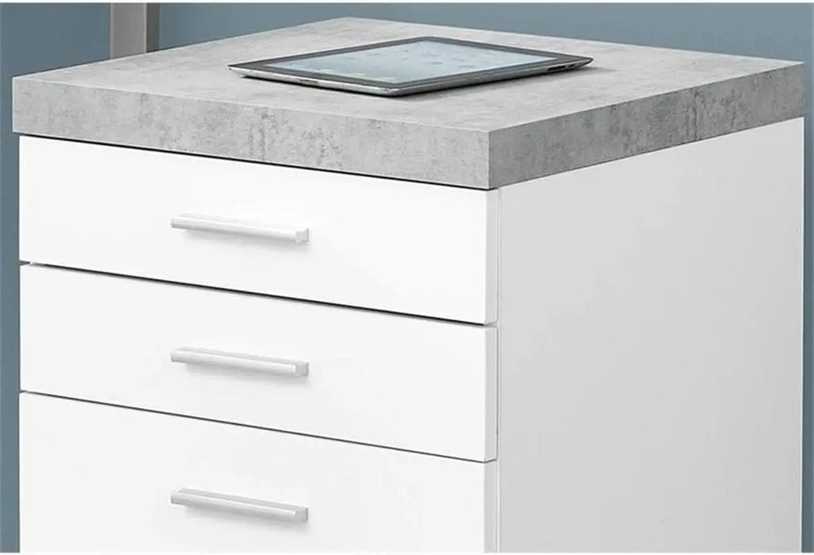 File Cabinet Rolling Casters Grey White Laminate 3 Drawers from PriceLows™