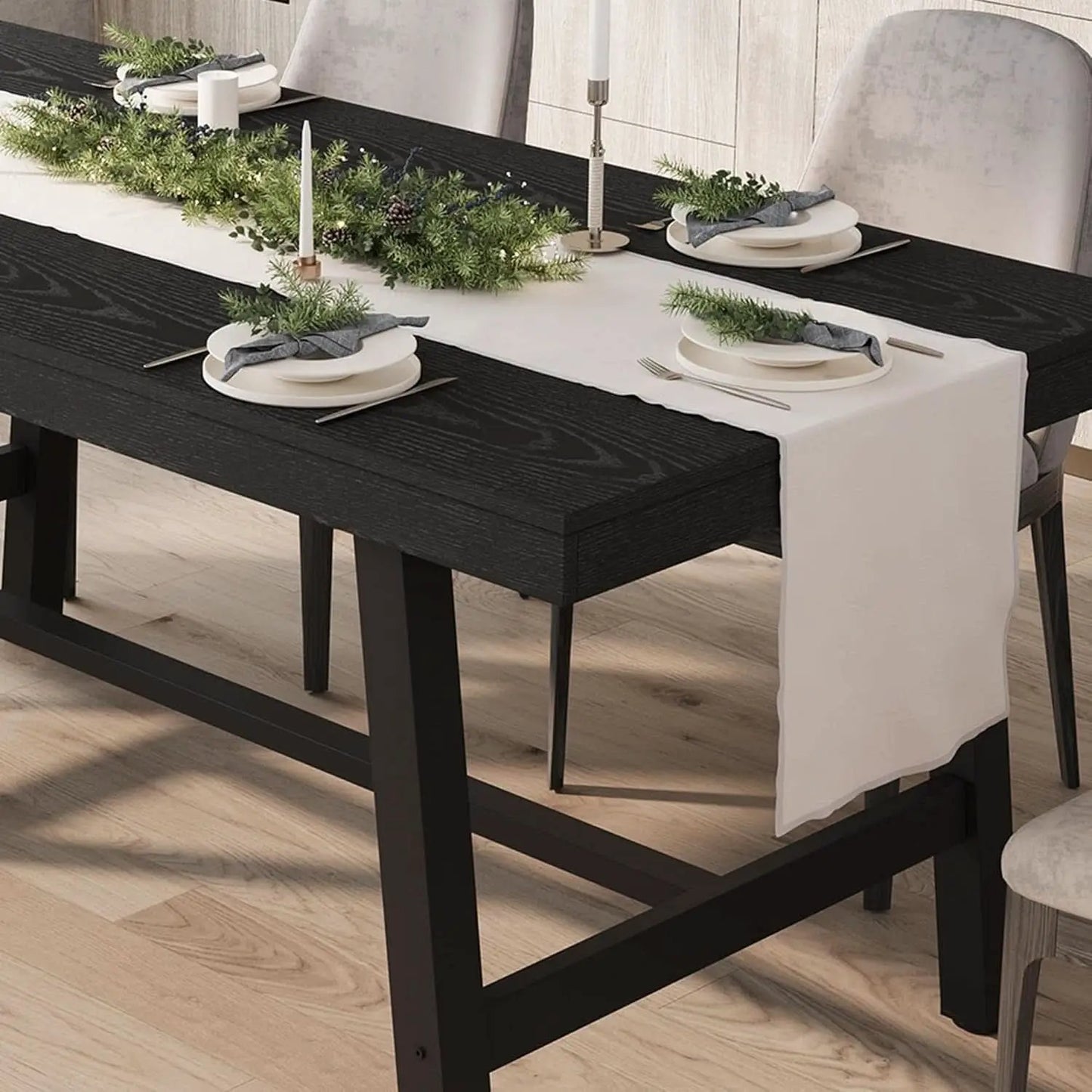 Industrial Wooden Dining Table 70 Inch Long Seats Six To Eight With Steel Frame from PriceLows™