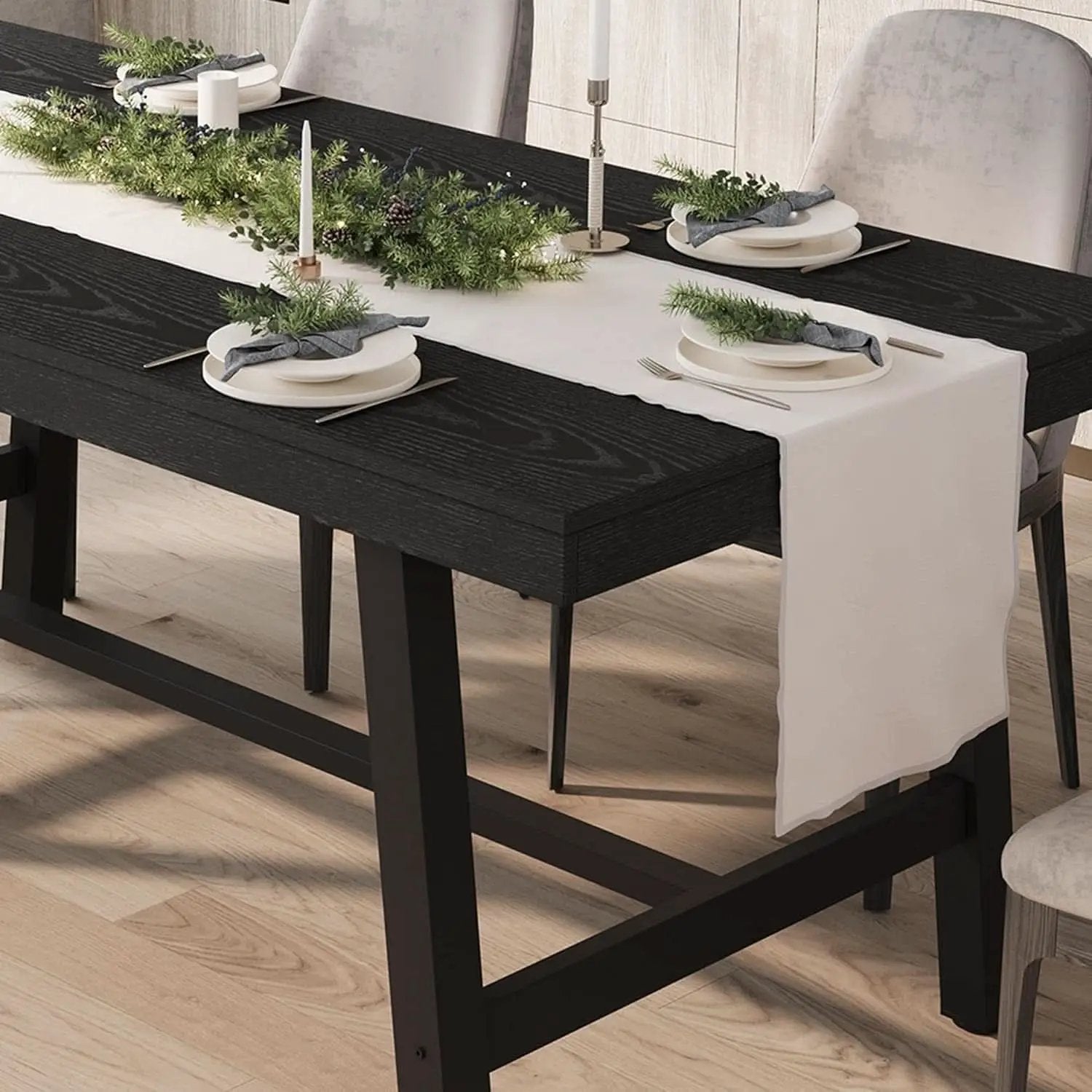 Industrial Wooden Dining Table 70 Inch Long Seats Six To Eight With Steel Frame from PriceLows™
