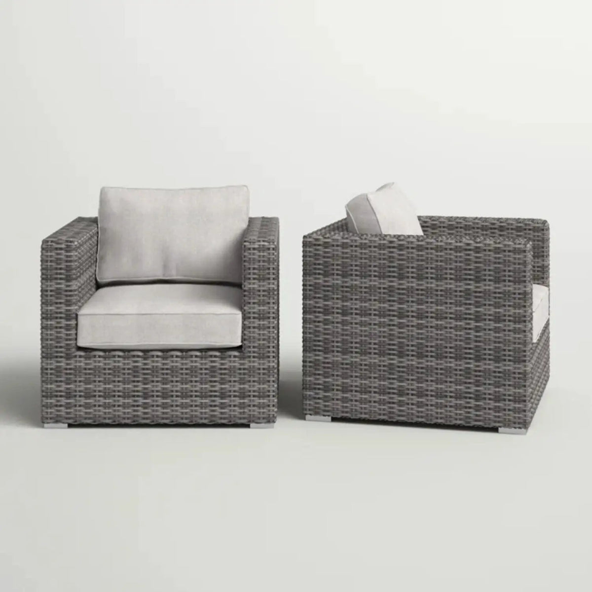 Patio Armchair With Cushions | Four Olefin Cushions | Industrial Accents | Weather-Resistant Build