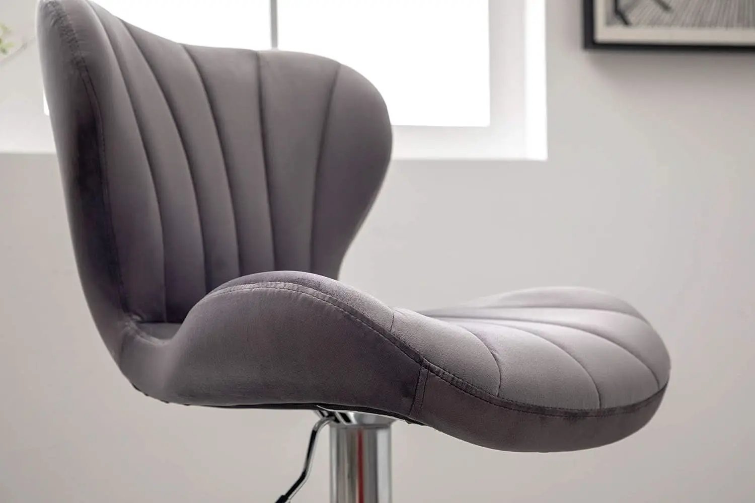 Velvet Adjustable Swivel Barstools Gray Set of Two from PriceLows™
