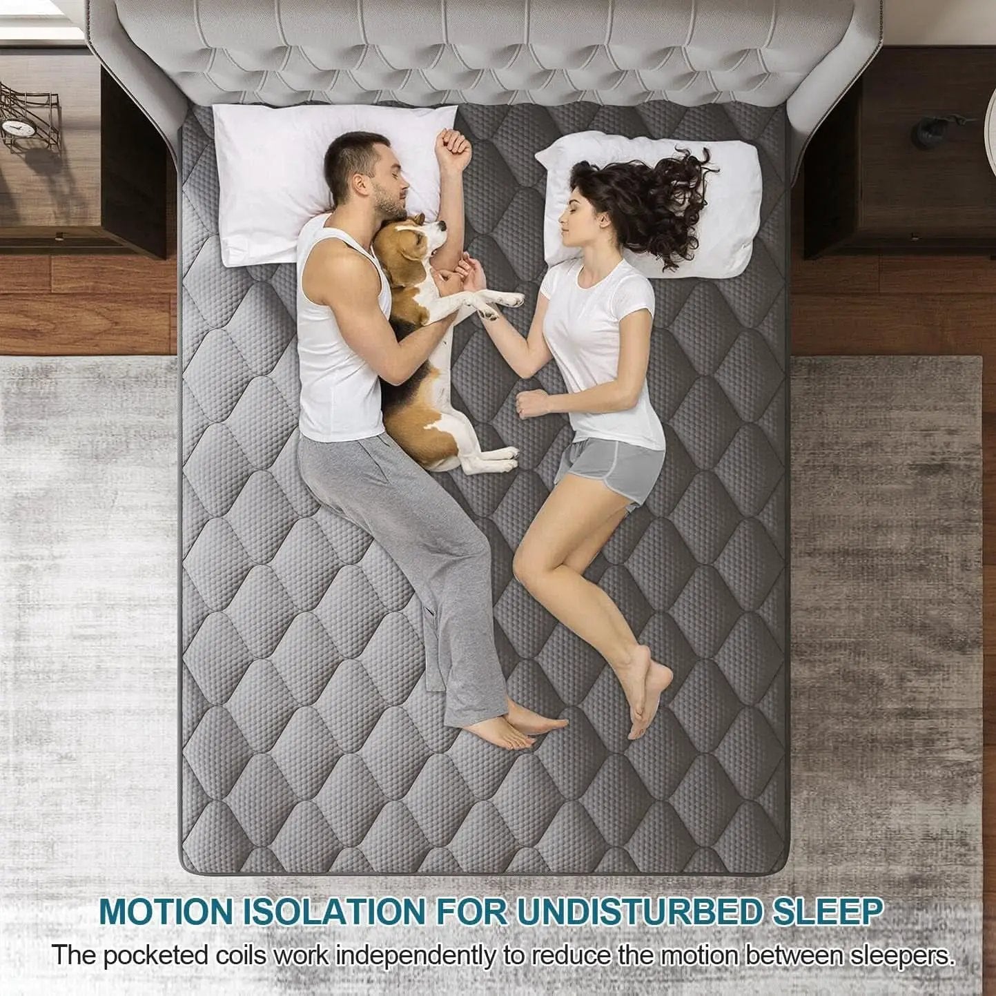 Full Gray 14Inch Premium Medium Firm Hybrid Mattress from PriceLows™