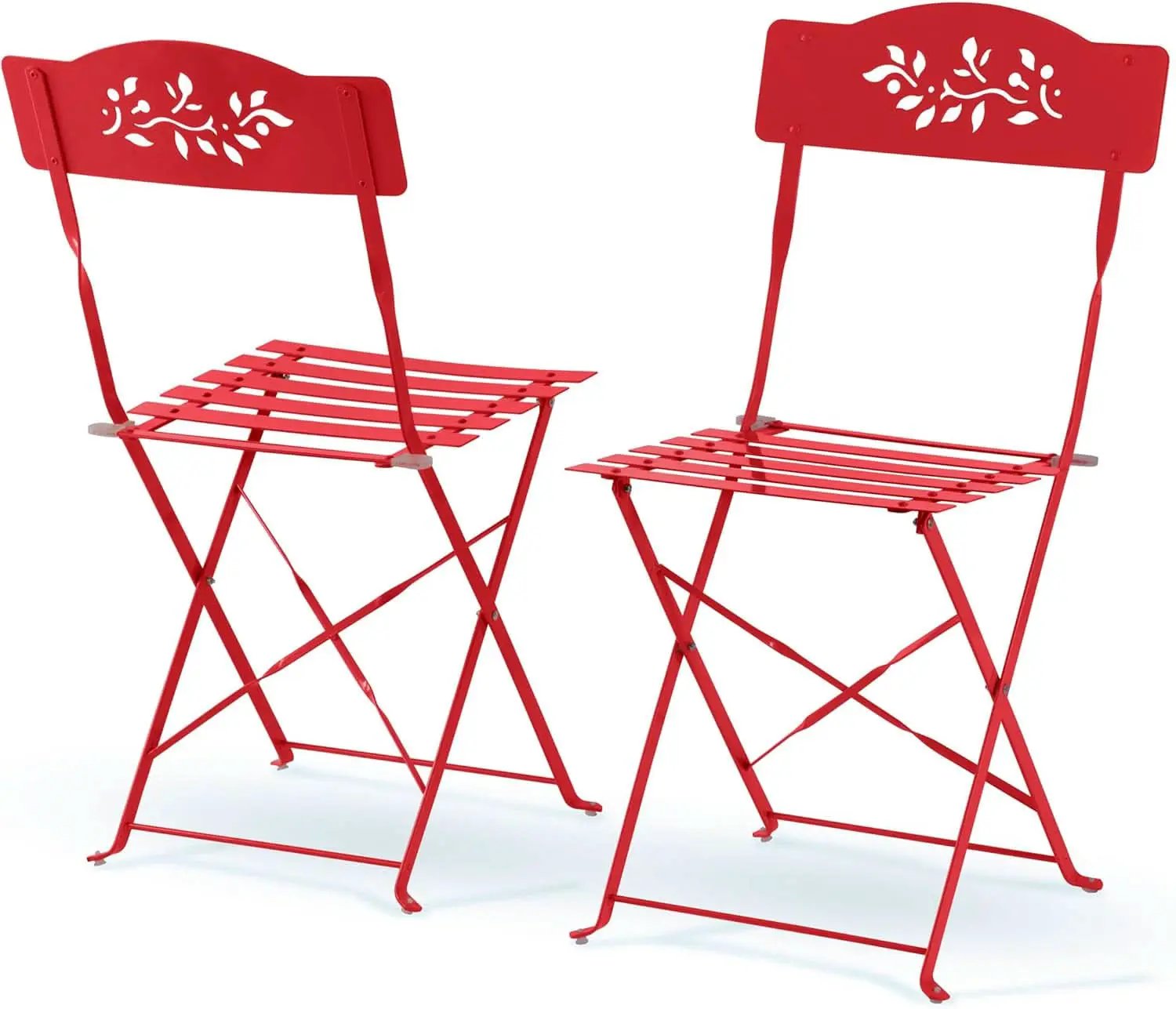 Indoor Outdoor 3 Piece Folding Bistro Set Red Table Chairs from PriceLows™