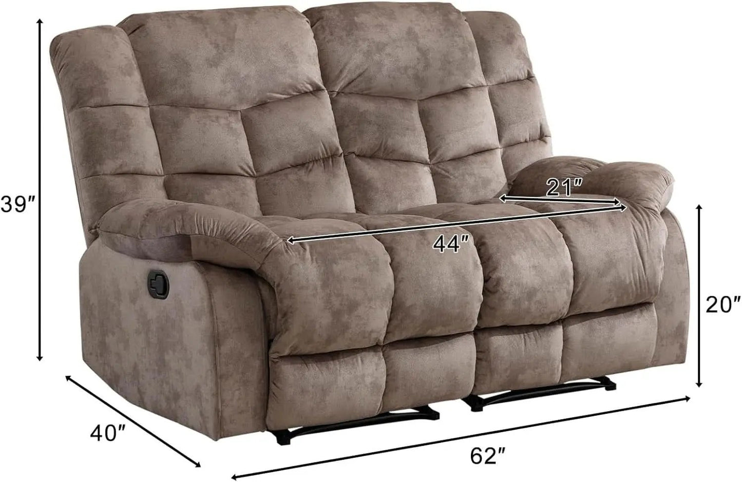 Manual Two Seat Loveseat Recliner Sofa Light Brown from PriceLows™