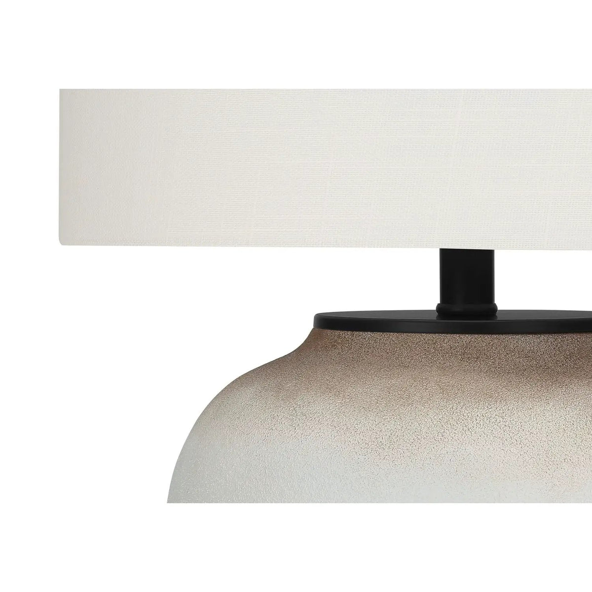 Cream Ceramic Table Lamp | Brown Accents | 20.5 Inch Height | Ivory Fabric Shade